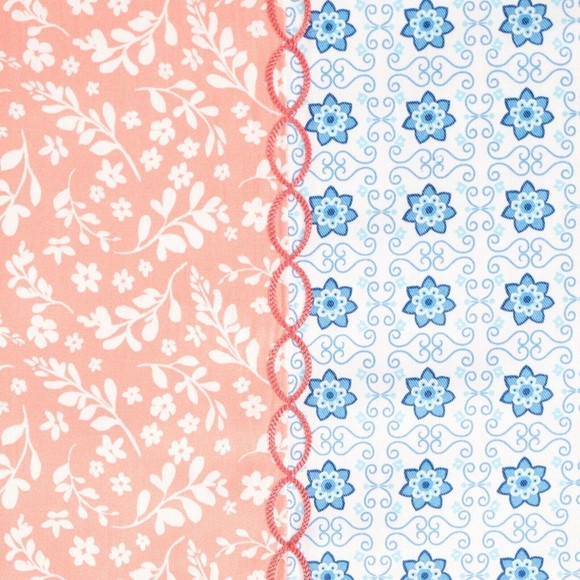 Pioneer Woman Ditsy Patchwork Shower Curtain! 72x72 Blue Aqua & White - Picture 5 of 7